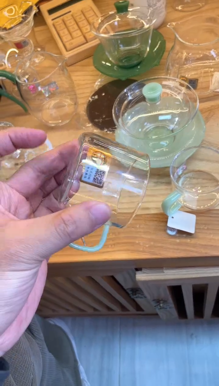 荷叶盖碗/浅玉  +清禾杯浅玉 /一对  