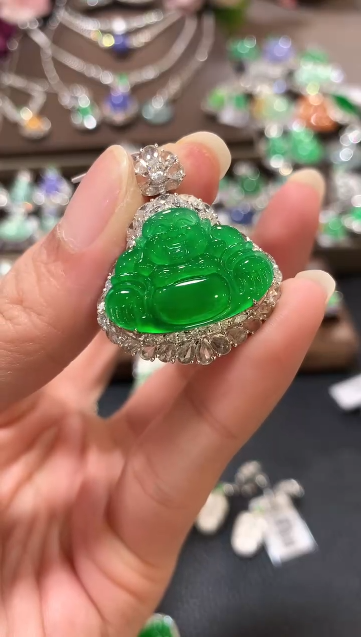 吊坠(不含链)18K金镶嵌翡翠.*m54 