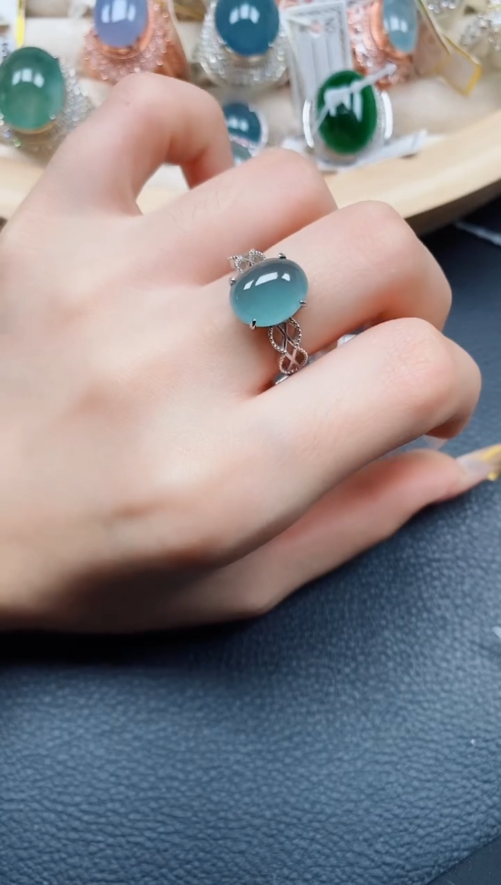 【闪购商品】翡翠戒指银S925镶嵌翡翠