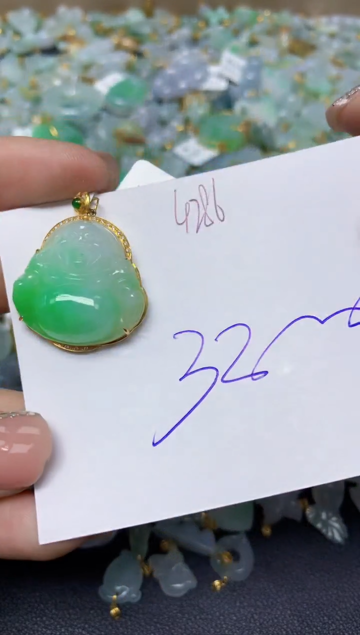 【闪购商品】翡翠挂件18K金镶嵌 天然翡翠A货