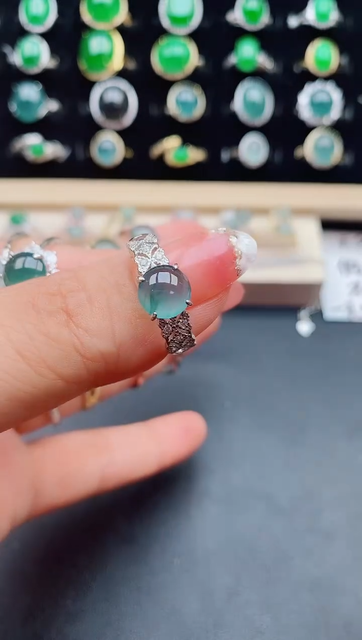 【闪购商品】翡翠戒指银S925镶嵌00000