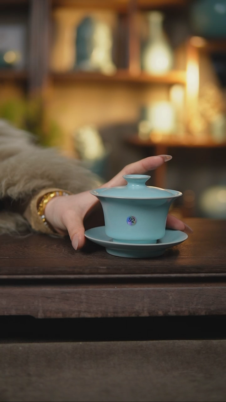 【闪购商品】杯仿古宋臻釉纯手工三才马蹄盖碗大瑕92