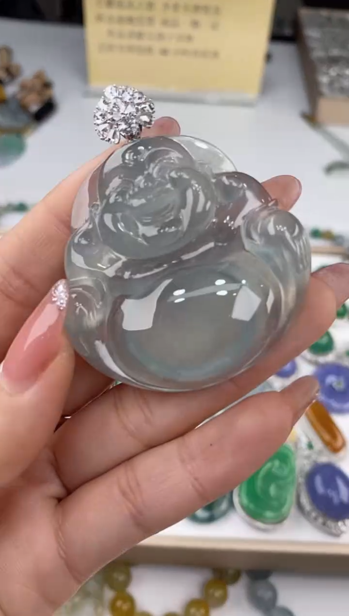 【闪购商品】翡翠吊坠(赠链)18K金镶嵌28472/静静聊翠