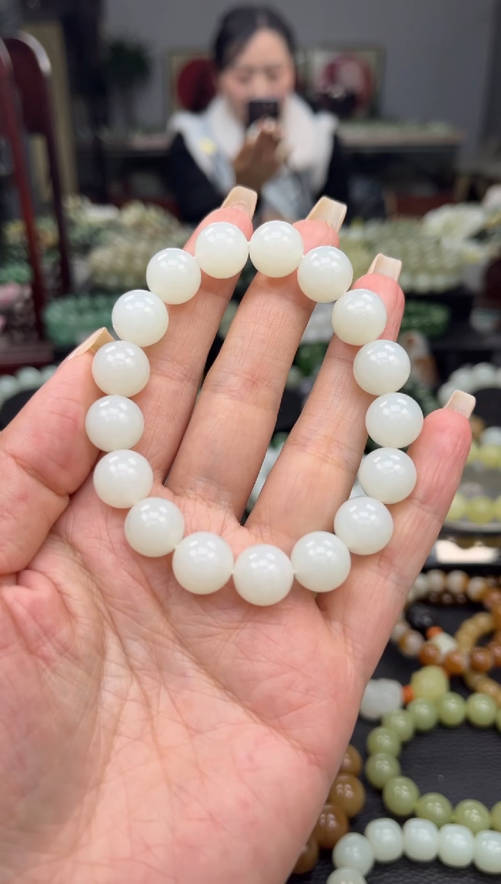 【闪购商品】和田玉手串未镶嵌新疆且末金山白玉卡12