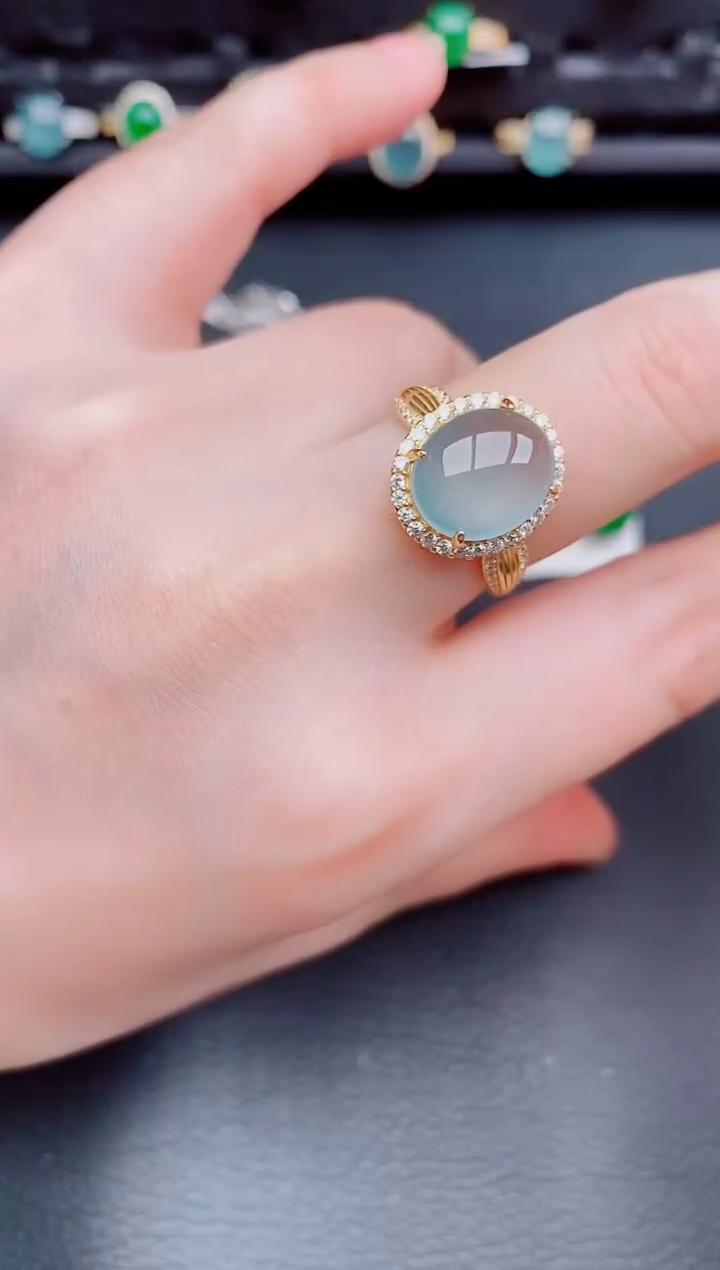 【闪购商品】翡翠戒指银S925镶嵌天然a货翡翠249