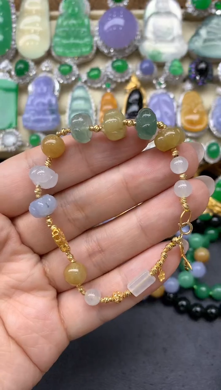 【闪购商品】翡翠手串18K金镶嵌207-中国好珍宝