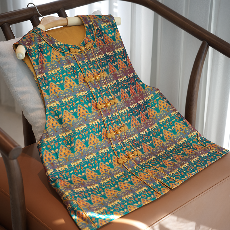 『元夕』新中式国风35姆米蜀锦桑蚕丝休闲马甲DHSQ3853