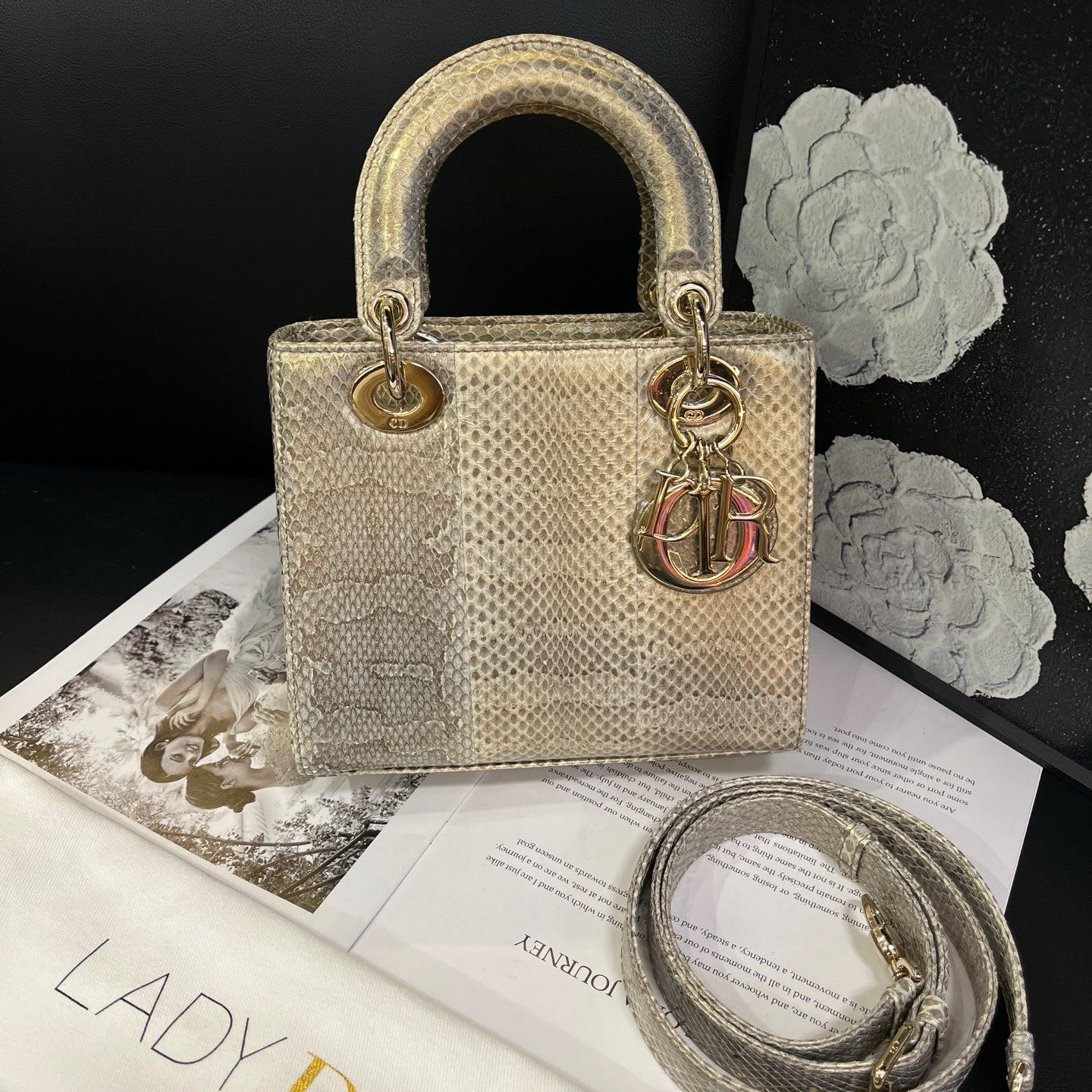 95新 DIOR/迪奥 蛇皮24年闲置戴妃单肩包B3632