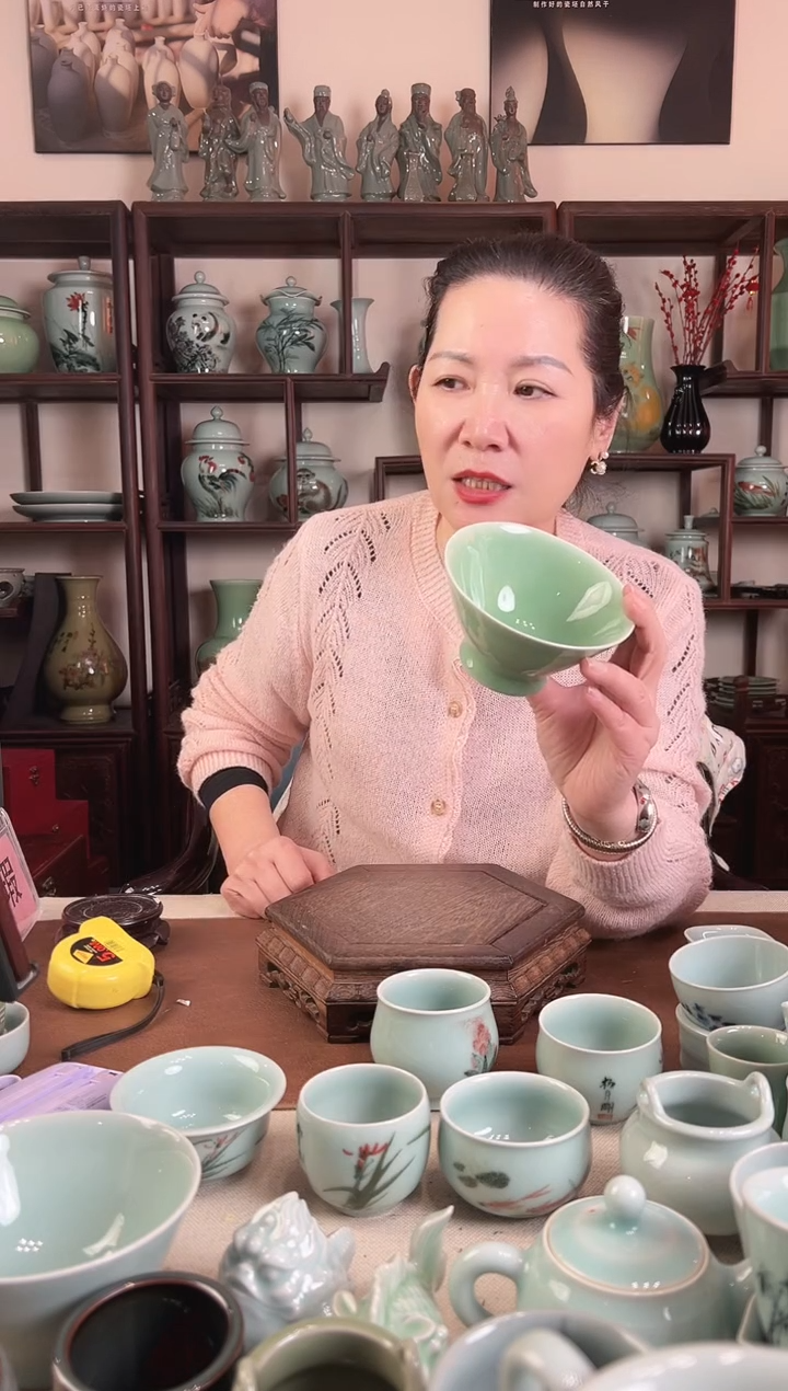 纯手工 梅青 斗笠碗