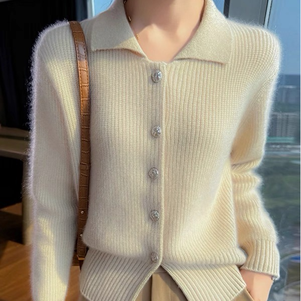 纯色优雅气质POLO羊绒衫短款气质外搭女士