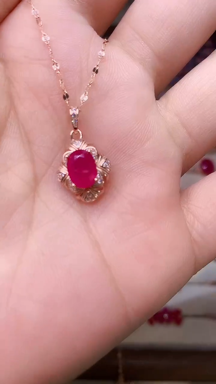 【闪购商品】红宝石颈饰银S925镶嵌000