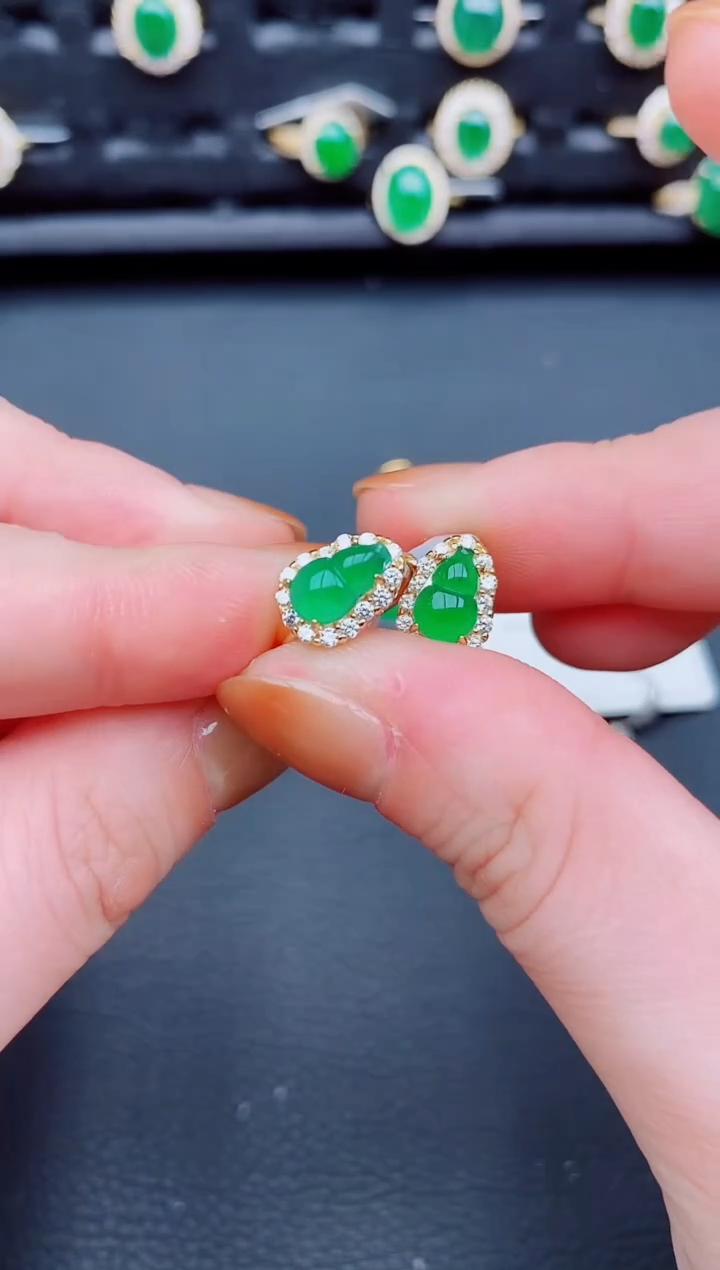 【闪购商品】翡翠耳饰银S925镶嵌天然a货翡翠279