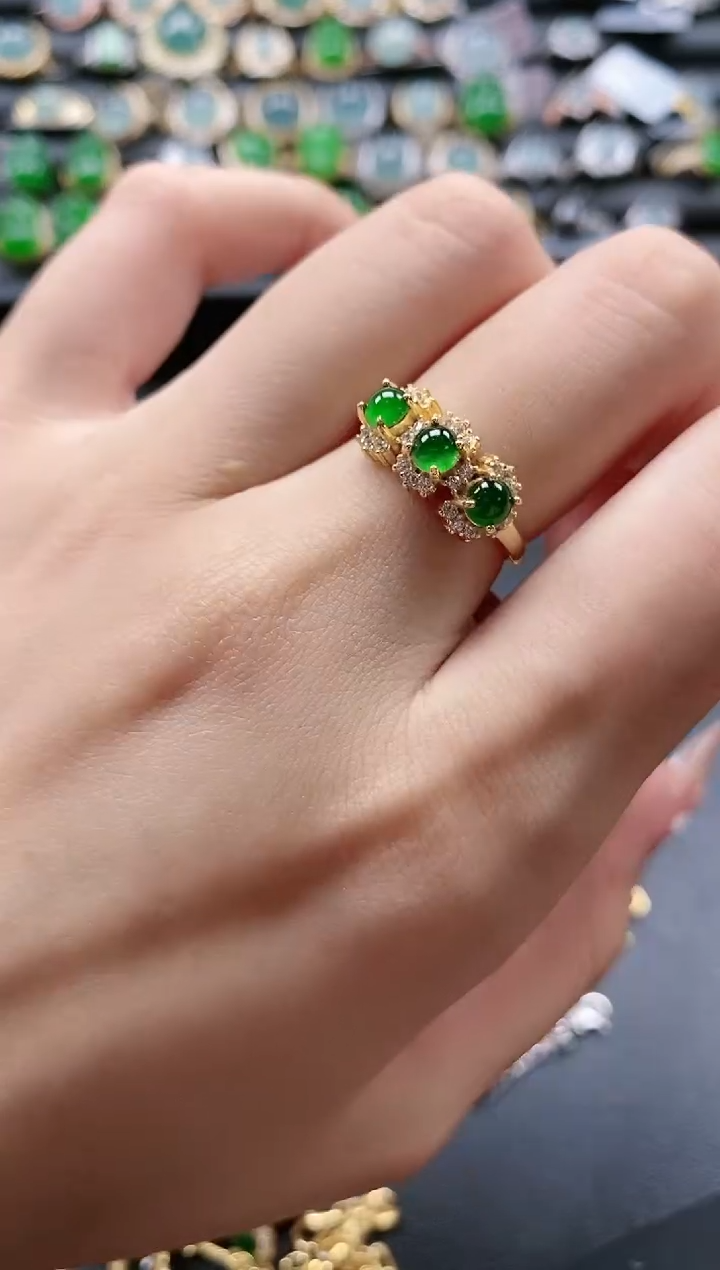 【闪购商品】翡翠戒指银S925镶嵌5151-6