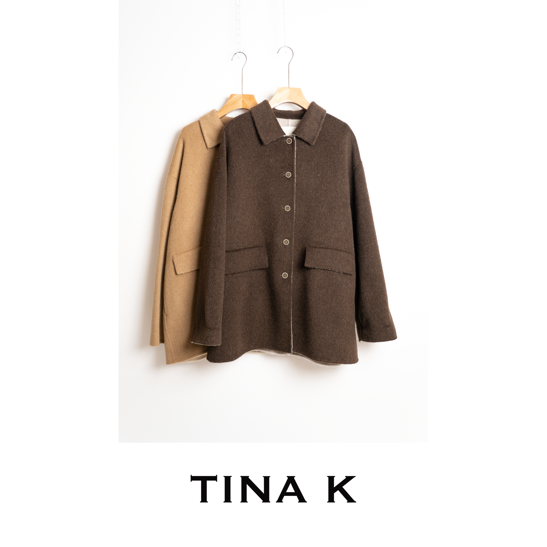 TinaK秋冬女士外套澳洲细羊毛长款上衣毛呢大衣DY225605