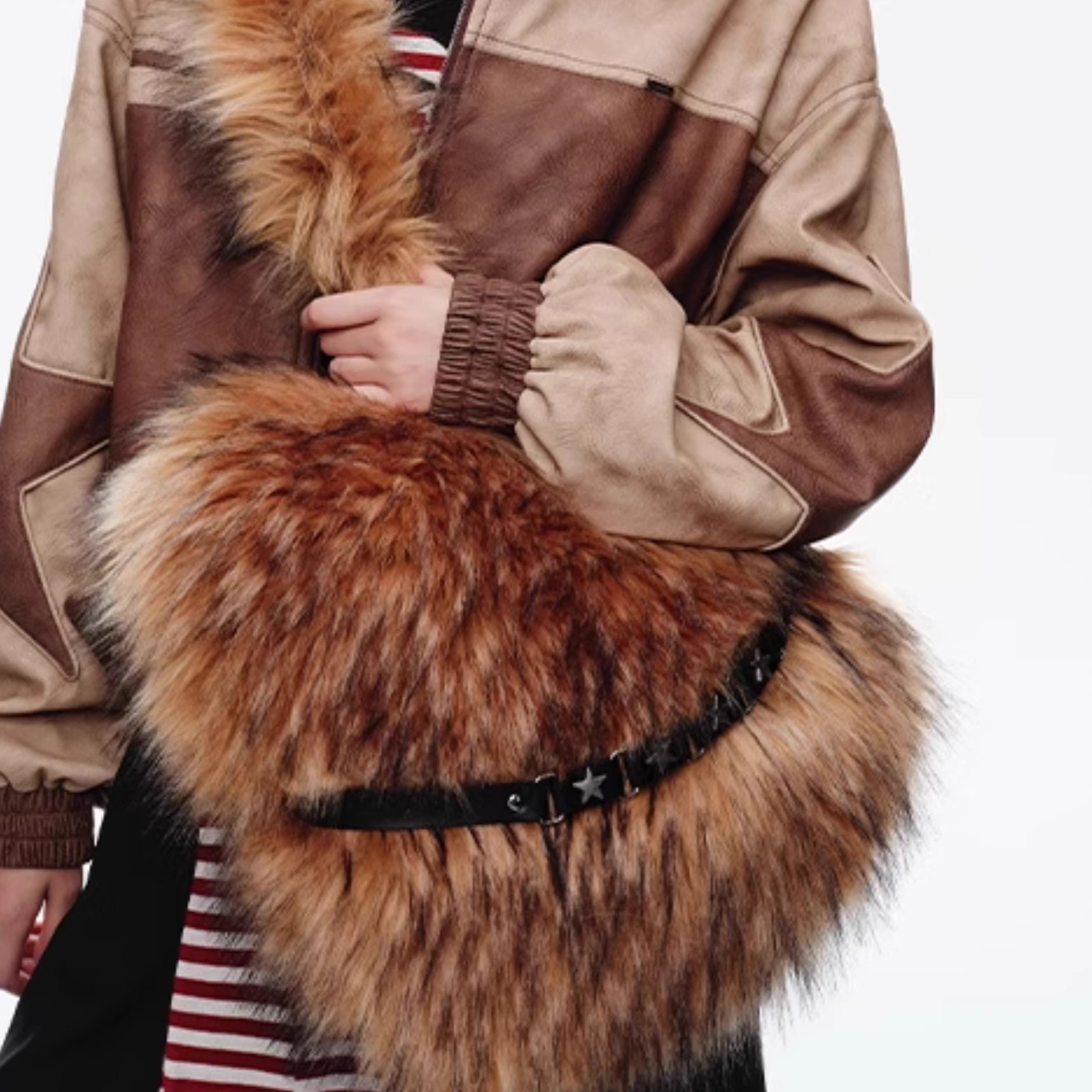 【自播 】Oink朋克爱心毛毛包秋冬新款原创设计大容量单肩斜挎包