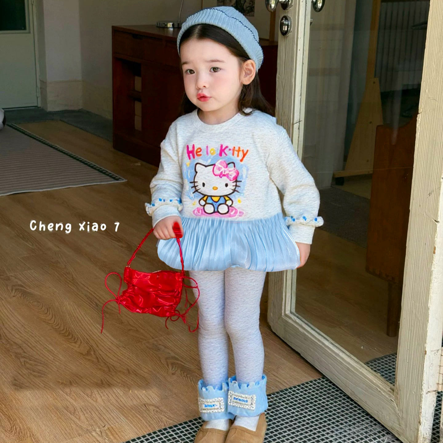 秋季新款长袖T恤卡通风圆领卡通印花纯棉春秋女童卫衣打底裤套装