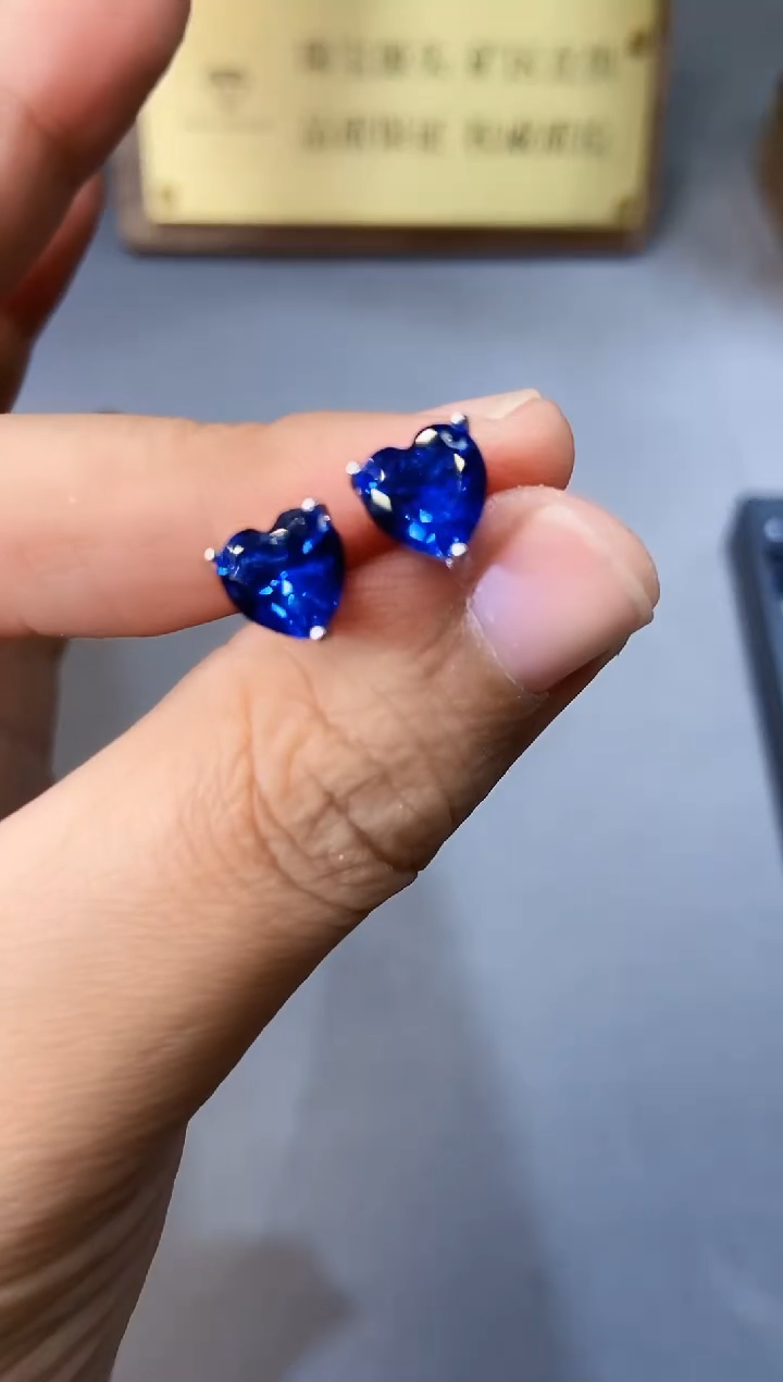 【闪购商品】蓝宝石耳饰银S925镶嵌354