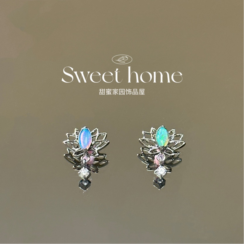合金耳饰 「步步生莲」新中式澳宝莲花（DZ20）