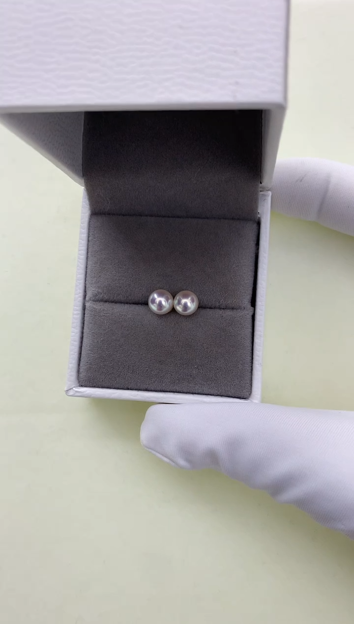 18K金镶嵌DA海水珍珠 GD001 akoya素钉5-6MM