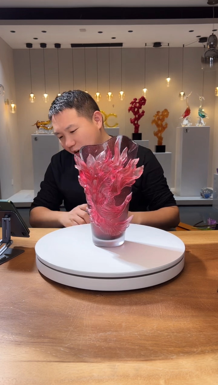 【闪购商品】茶宠巴比特美学 凤凰来仪花器 红色