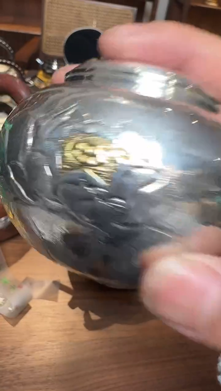 【闪购商品】呆坐 錾刻嵌金包金口富贵有鱼 圆融壶