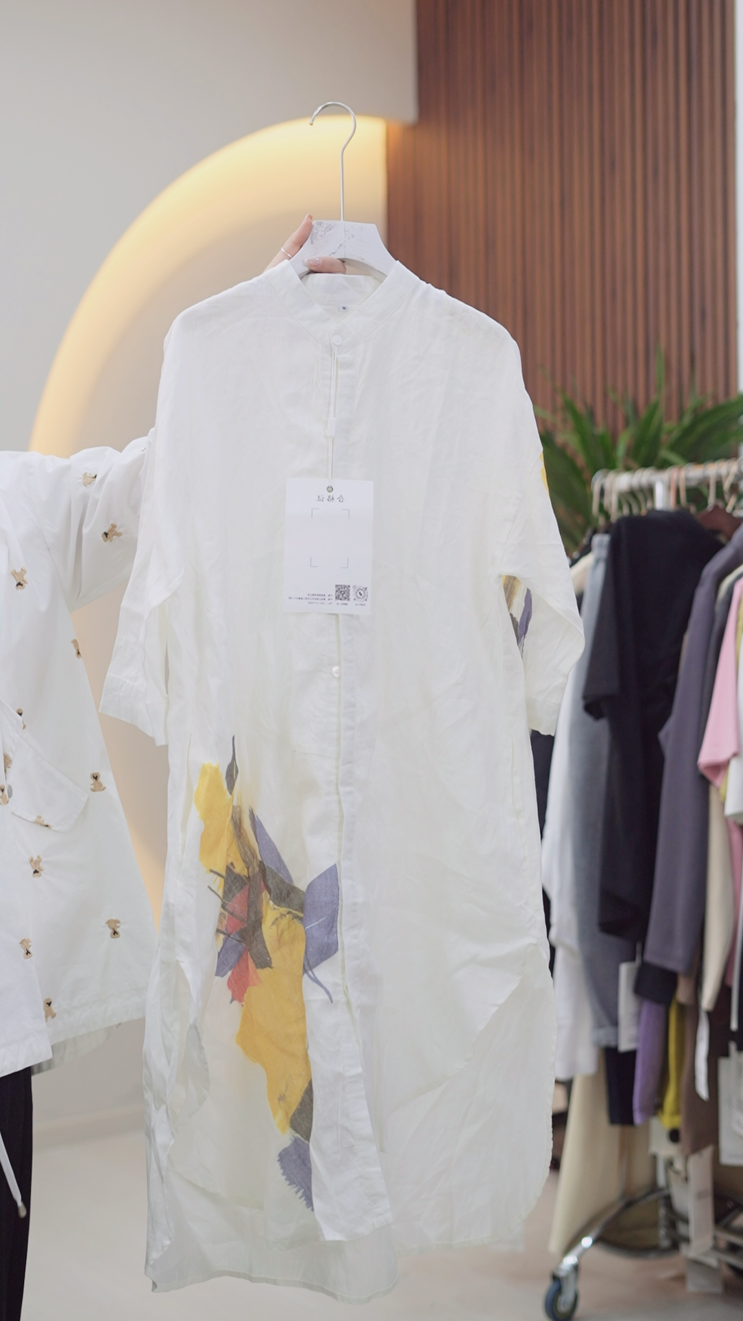 微瑕疵介意别拍不影响穿---苎麻衬衫中长上衣77771