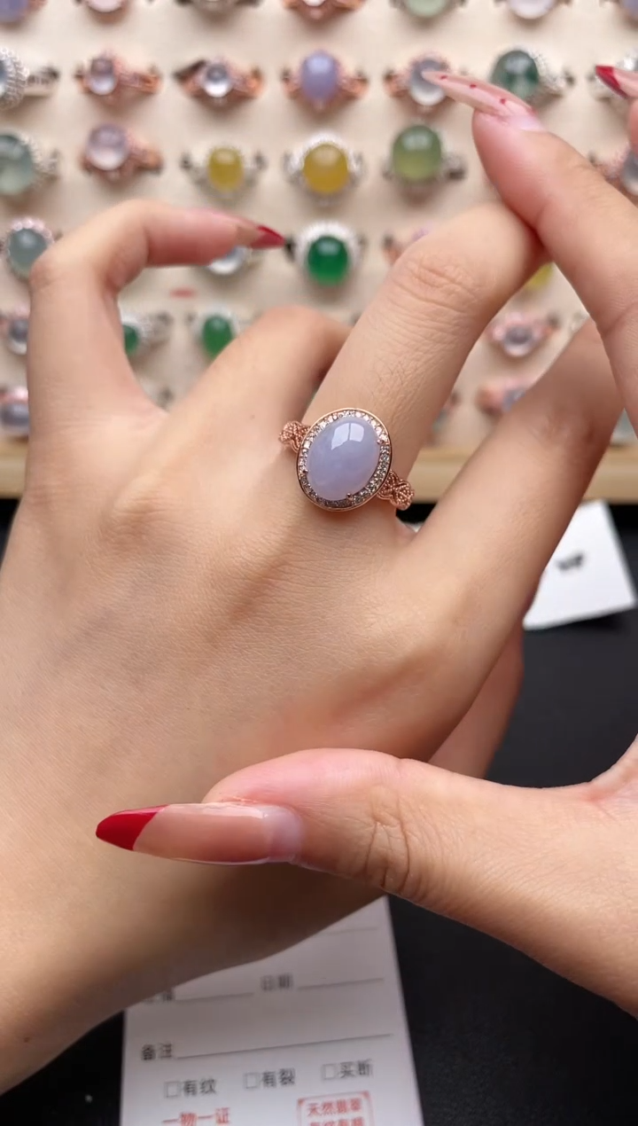 【闪购商品】翡翠戒指银S925镶嵌一物一证一礼盒