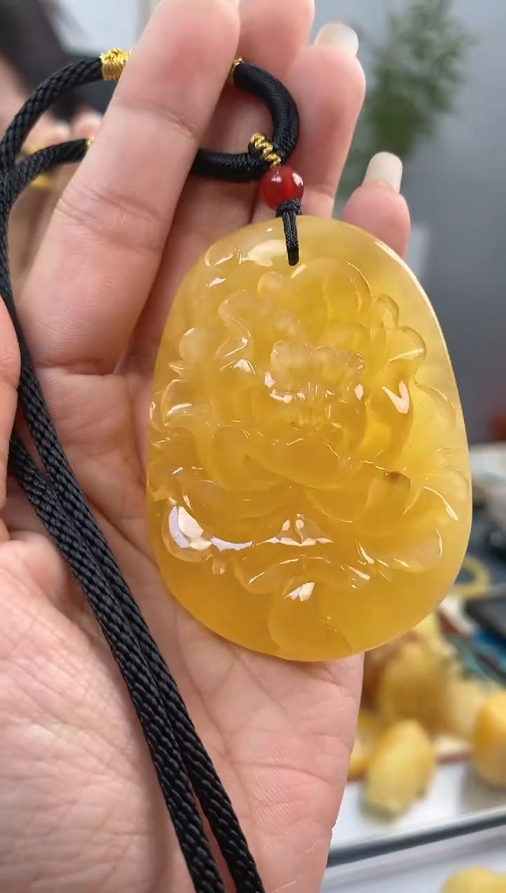 【闪购商品】蜜蜡裸石未镶嵌天然琥珀蜜蜡牡丹花
