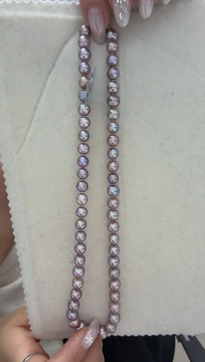 颈饰银S925镶嵌淡水珍珠丁香紫 无核 7.3-8.3