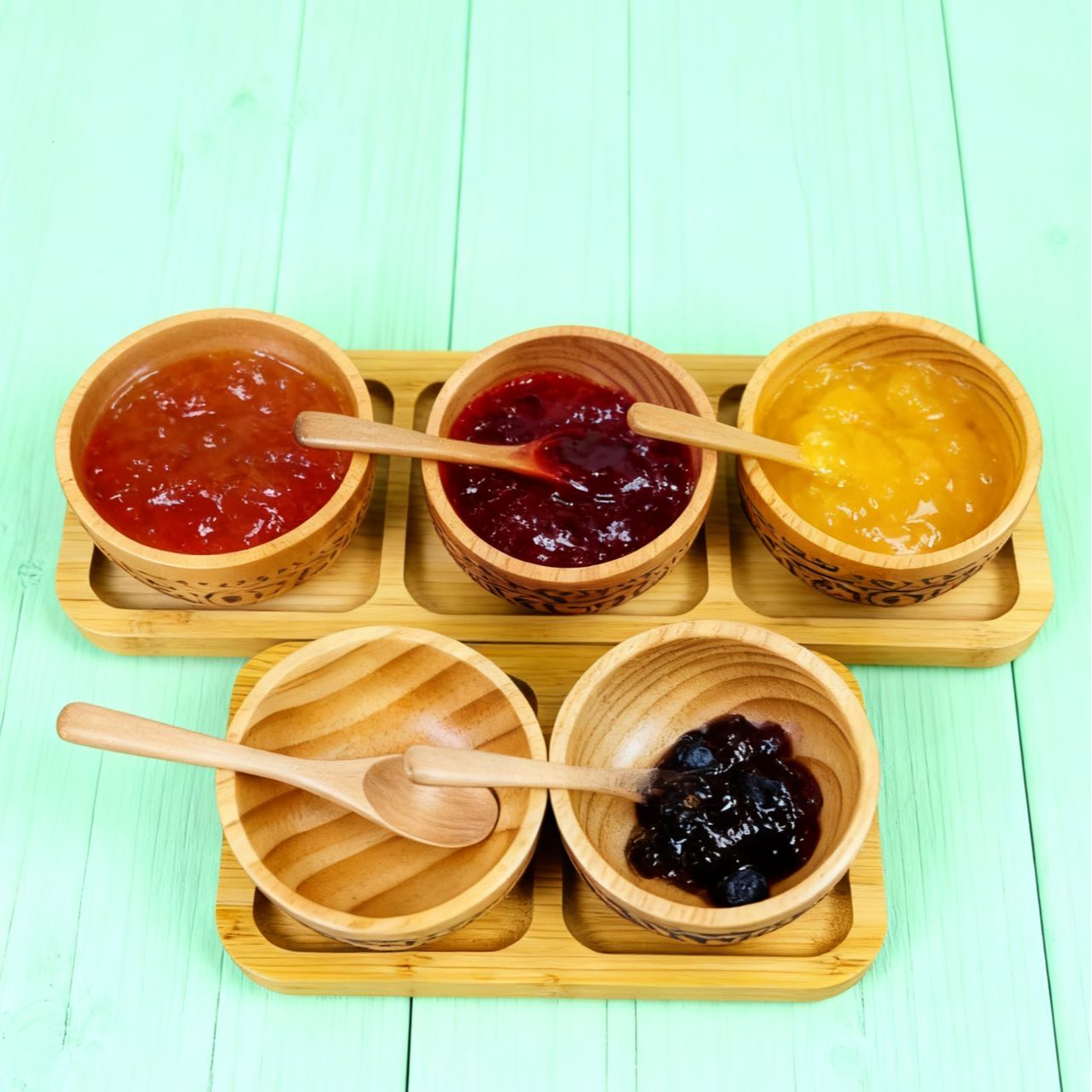 Aksaray新款松木果酱碗酥油碗奶油碗简约风有大号中号小号带盘子