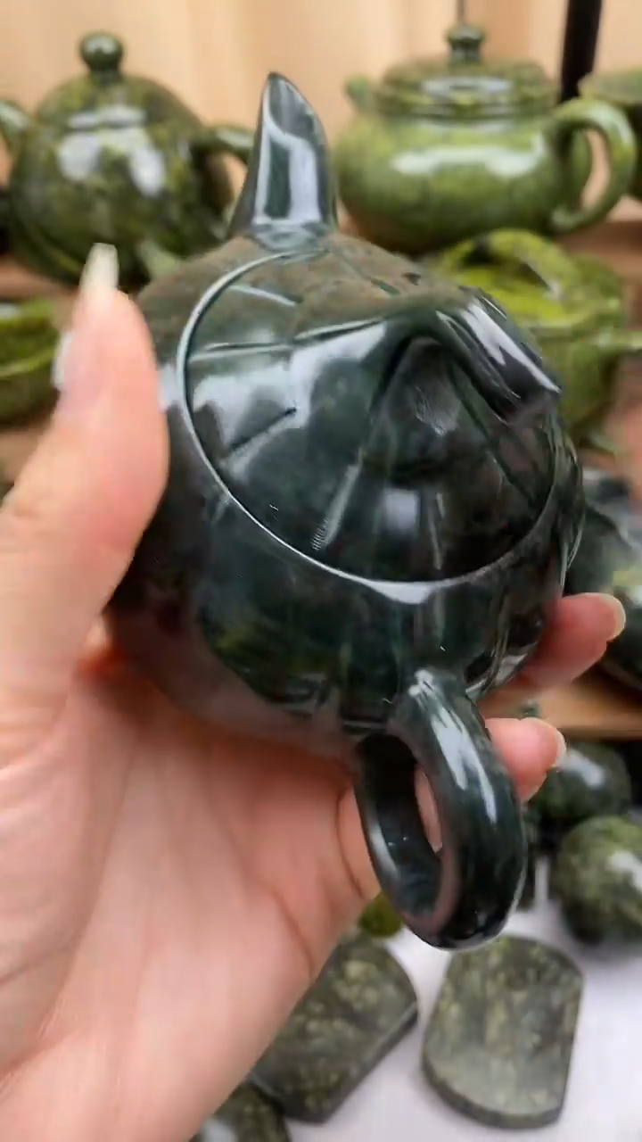 【闪购商品】蛇纹石玉茶壶未镶嵌茶壶
