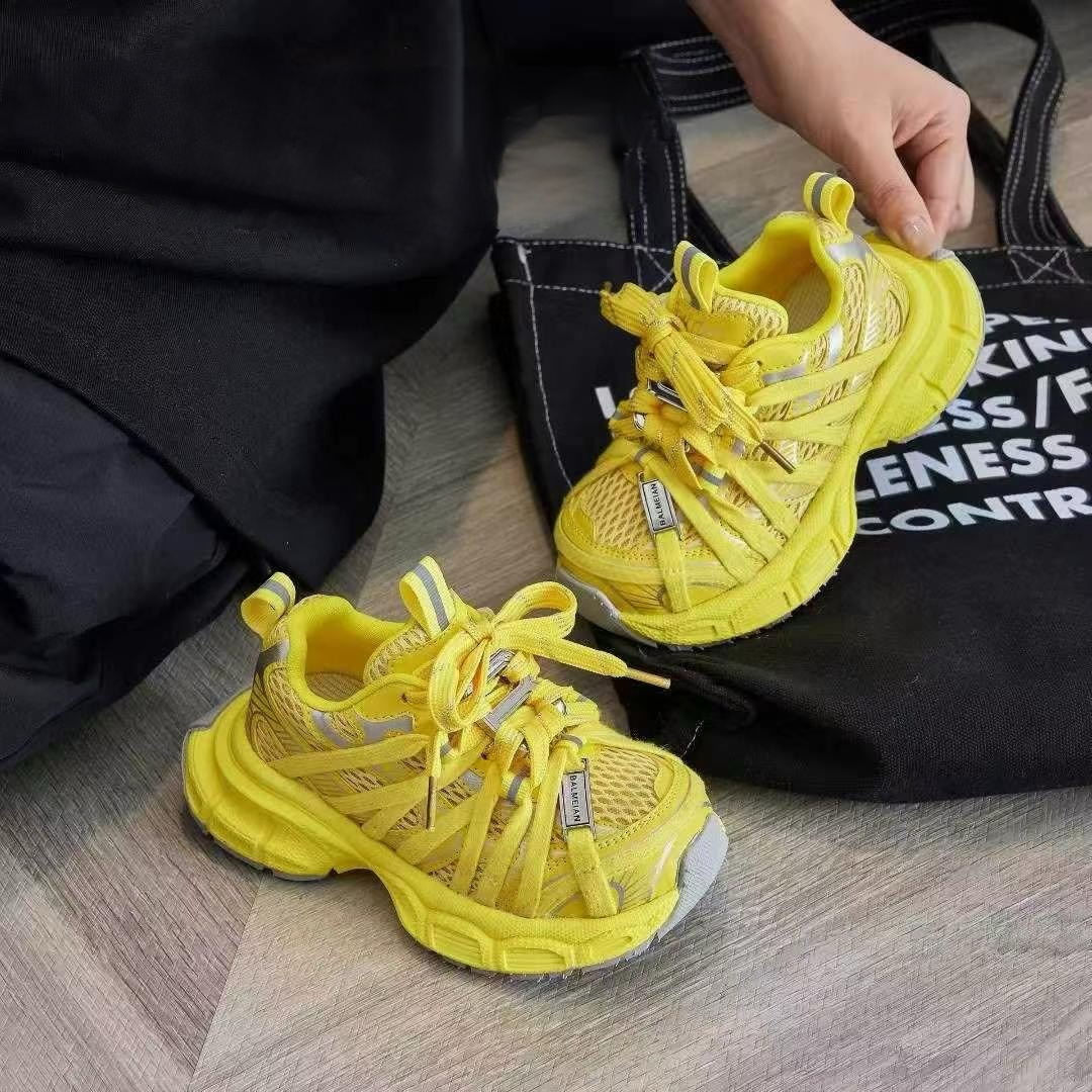 2025秋季新款单鞋绑带老爹鞋时尚百搭运动休闲中大童男女童老爹鞋