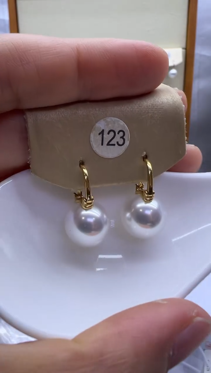 银S925镶嵌耳饰淡水珍珠123