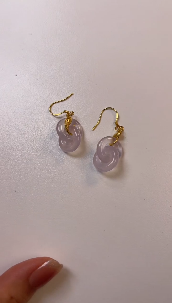 玛瑙/玉髓耳坠银S925镀金镶嵌简*双环荔枝冻玛瑙耳坠