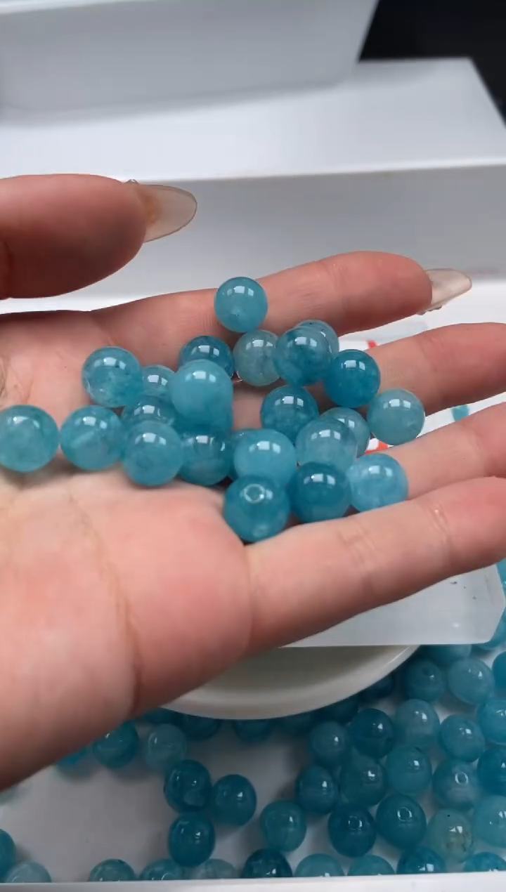 颈饰未镶嵌水晶W2988蓝碧玺10mm*10颗