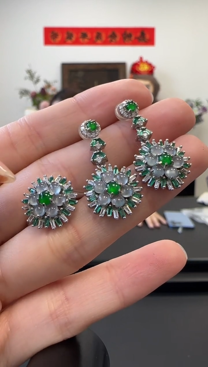 【闪购商品】翡翠吊坠(不含链)银S925镶嵌套装 没有鉴赏期