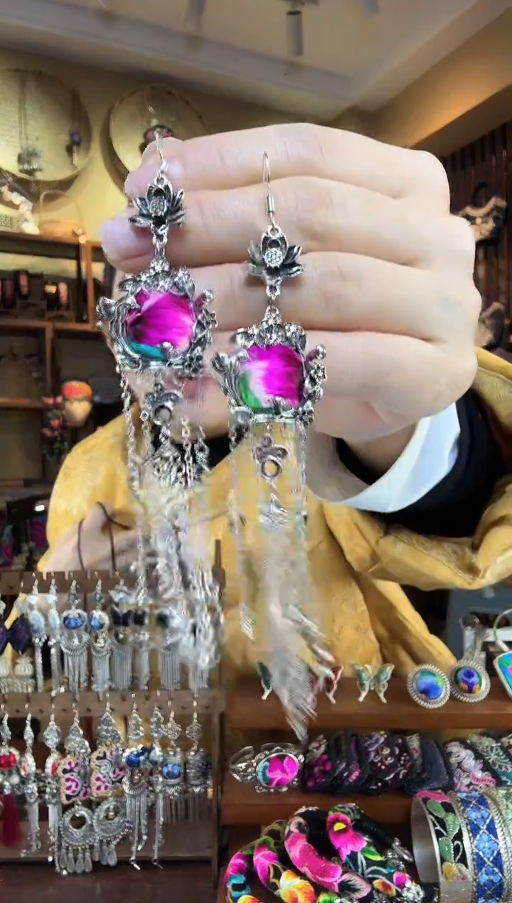 刺绣非遗刺绣民族风耳环