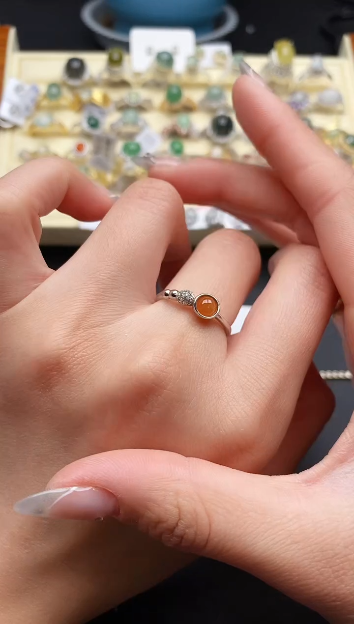 【闪购商品】翡翠戒指银S925镶嵌555555555+4