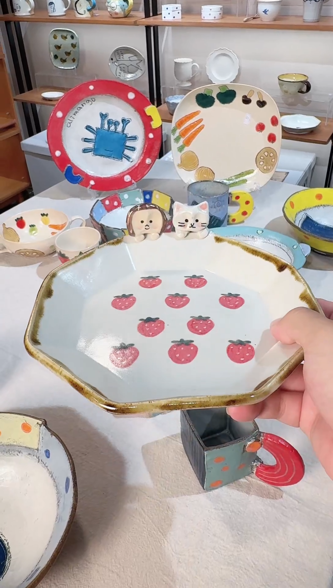 陶日本作家器手作器物尾田草莓盘