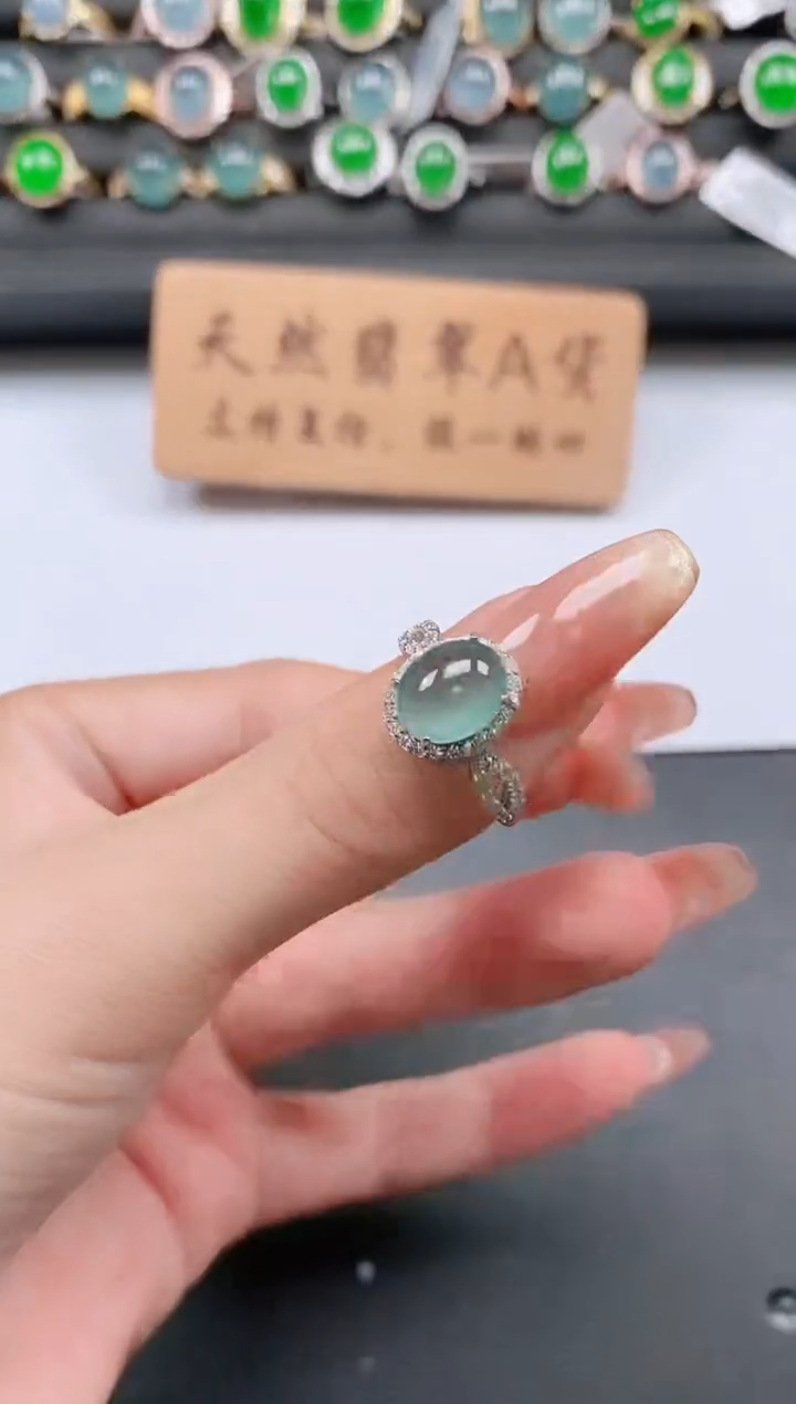 银S925镶嵌戒指翡翠111