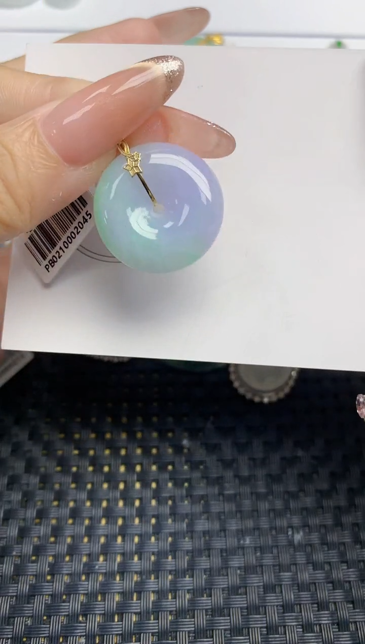 颈饰18K金镶嵌翡翠天然缅甸A货翡翠百元以上9元证书费自理