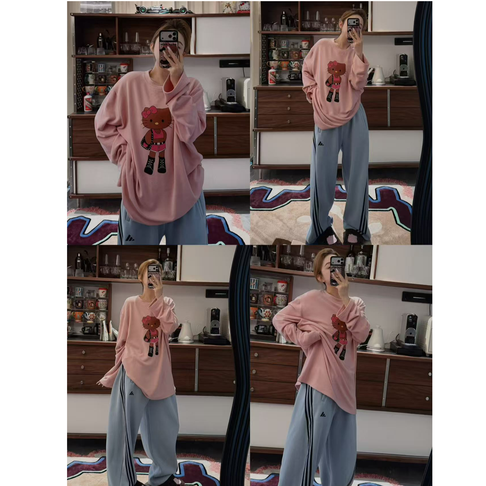 十三行白白家-黑皮KT～冬季新款德绒超舒适大T恤长袖上衣#67090