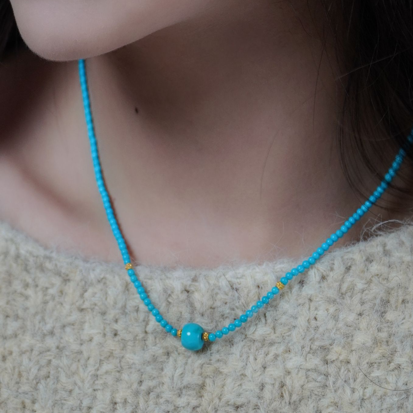 18K金镶嵌美松小米珠气质项链（3-7mm）