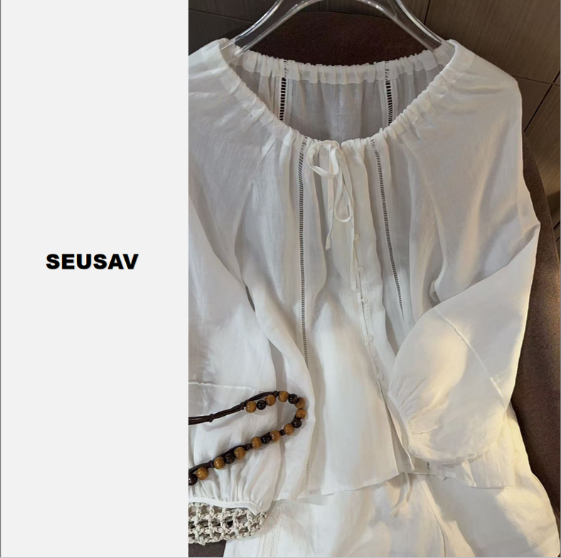 【笙箫家】韩版镂空拼接上衣显瘦气质百搭不挑人