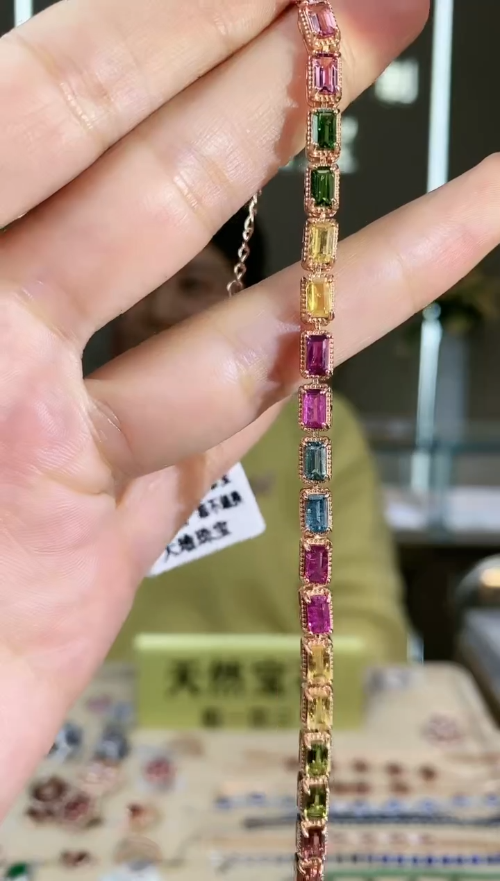 【闪购商品】碧玺手链银S925镶嵌手链