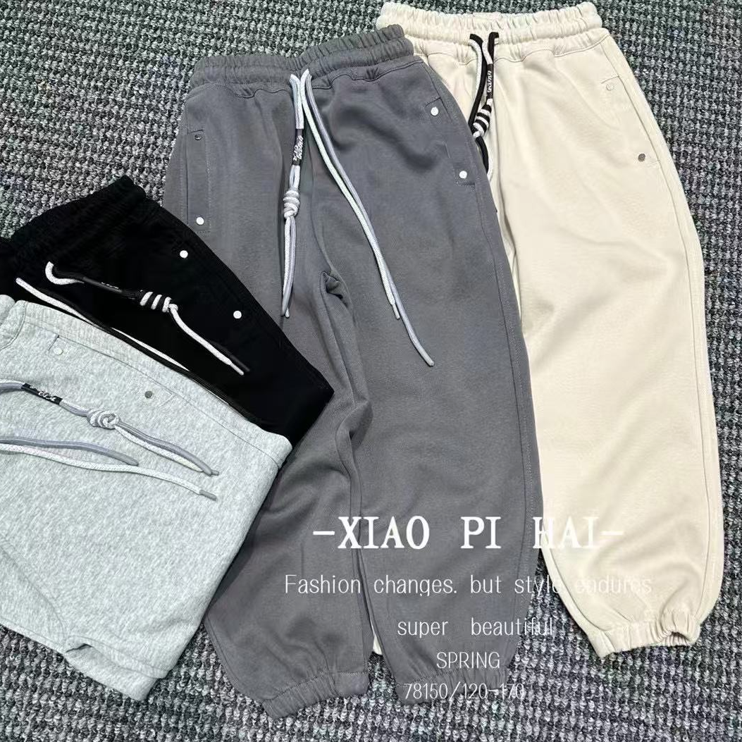 韩 2025【Y】2月22日 男女童时尚百搭灰色休闲卫裤8150-