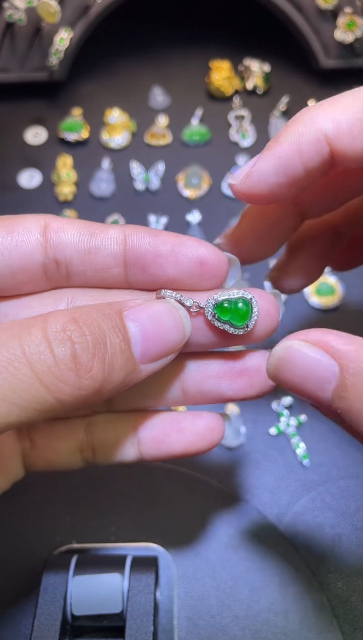 吊坠(不含链)银S925镶嵌翡翠1