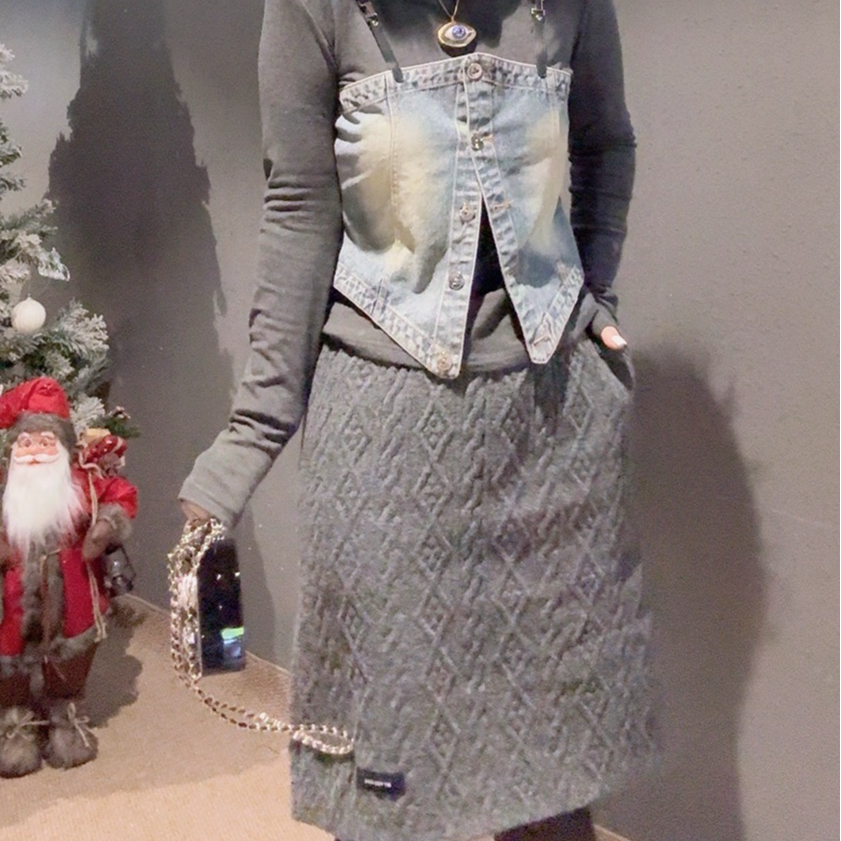 21023：A字裙法式冬季半身裙秋季女士ins复古