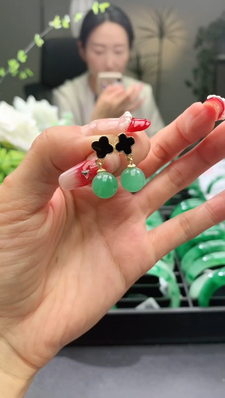 【闪购商品】石英质玉耳坠合金耳坠