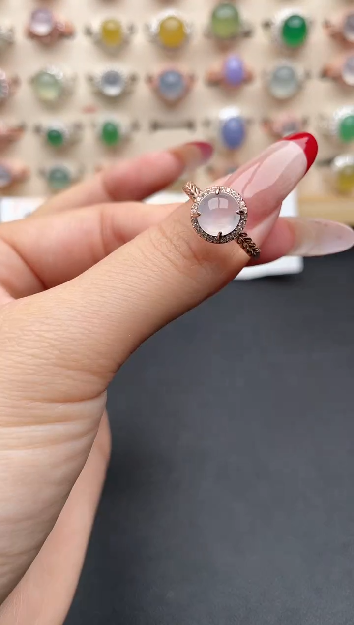 【闪购商品】翡翠戒指银S925镶嵌一物一证一礼盒